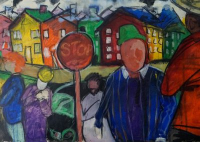 Waiting on a bus life goes by